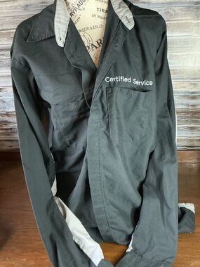 ⭐ Certified Service Work Shirt Button Front Uniform Mechanic XL